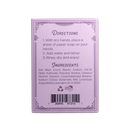 Paper Soap – Lavender Honey Scent, Travel Size, 50 Sheets