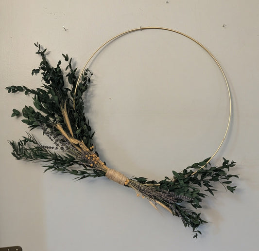 Lavender and eucalyptus Gold Hoop Wreath