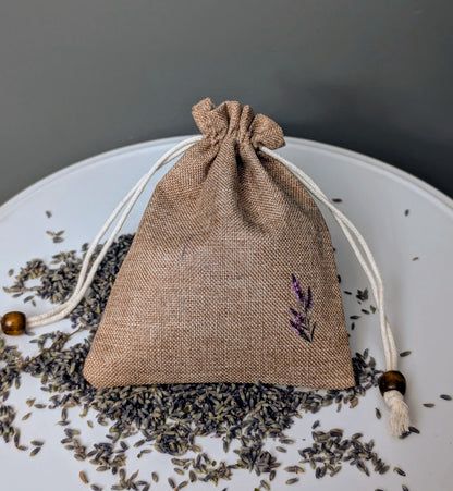 Lavender Burlap Satchel